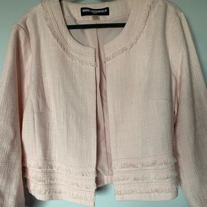 Karl lagerfeld pink tweed bolero coat